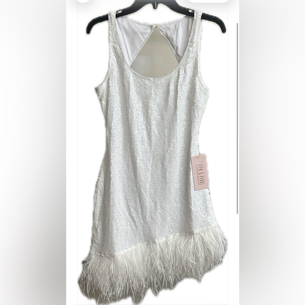 White Feather Hem Sleeveless Maxi Dress